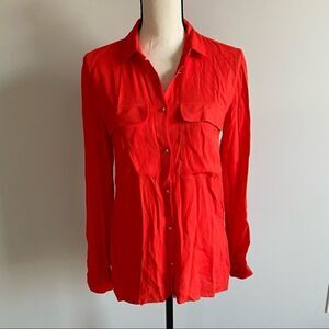 Zara Red Button Up Blouse